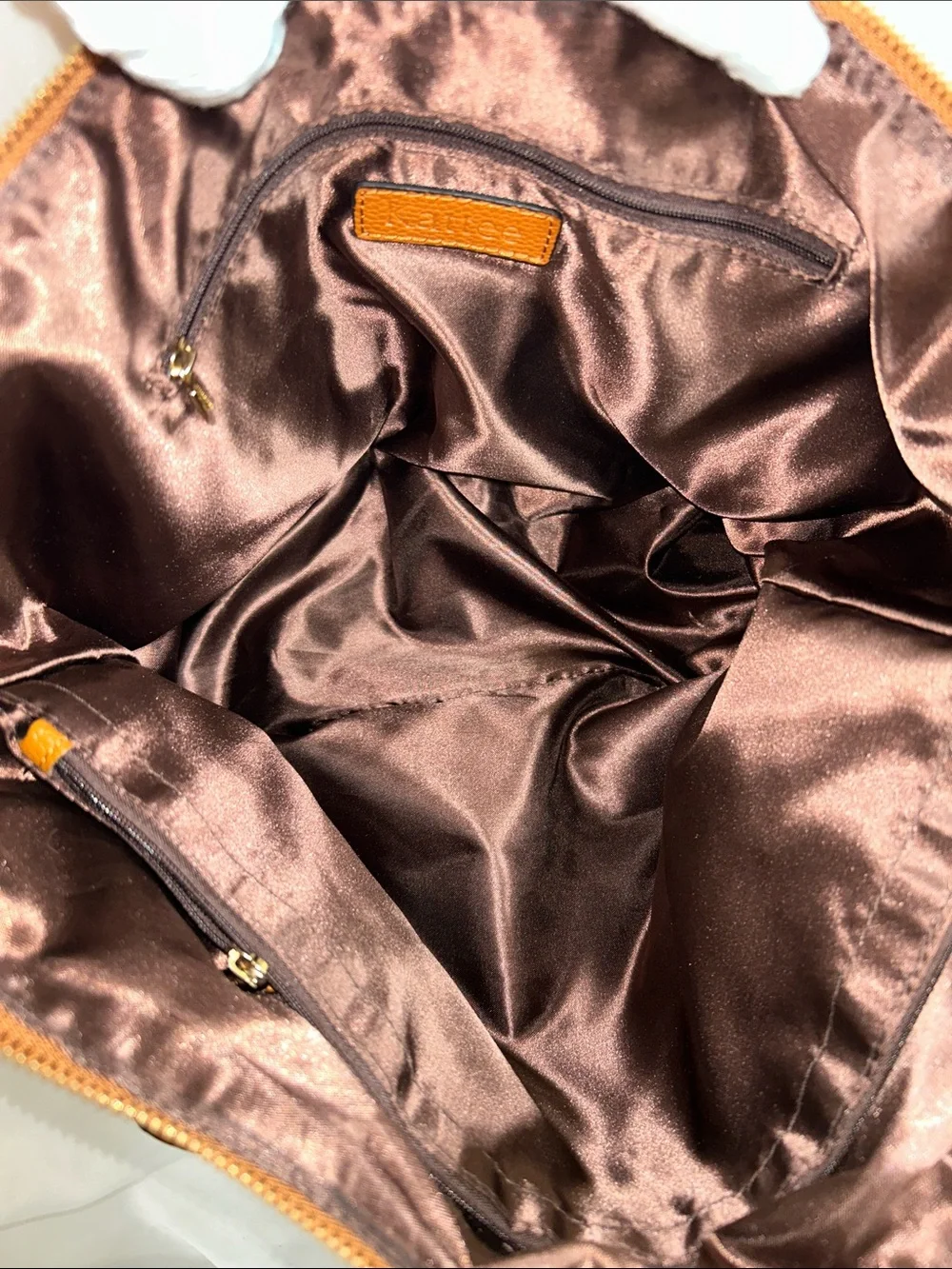 Kattee Pebble Leather Satchel In Chestnut